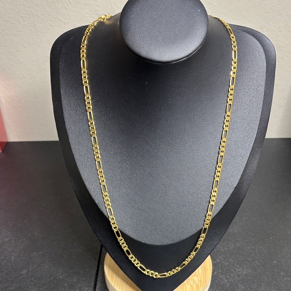 JH Marked Figaro Chain Link Gold Tone Necklace